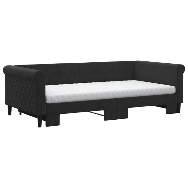 Ausziehbares Tagesbett mit Matratzen, Schwarz, 100x200 cm