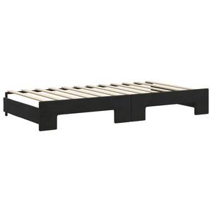 Ausziehbares Tagesbett mit Matratzen, Schwarz, 100x200 cm