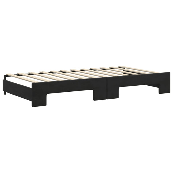 Ausziehbares Tagesbett mit Matratzen, Schwarz, 100x200 cm