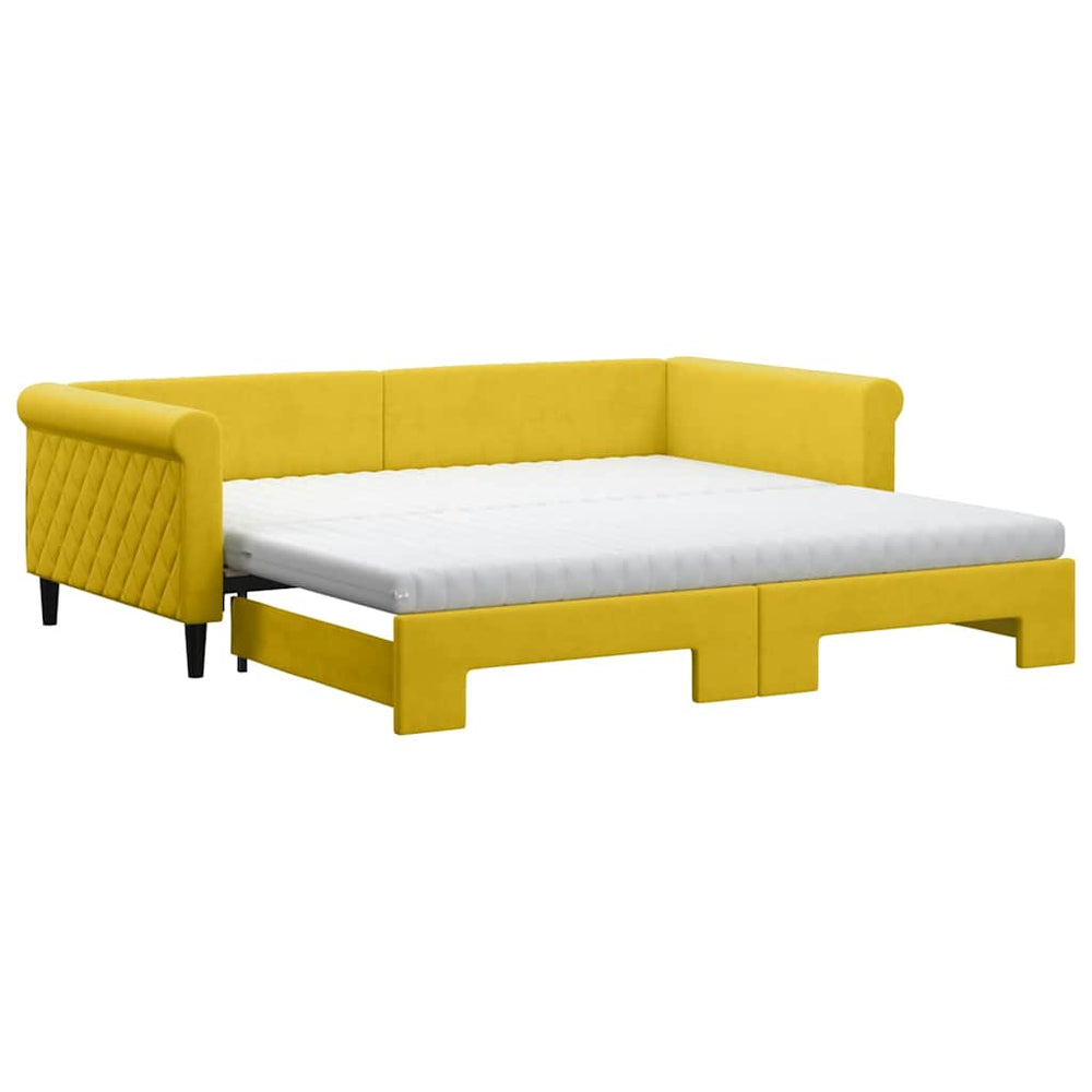 Gelbes Ausziehbares Tagesbett mit Matratzen 100x200 cm