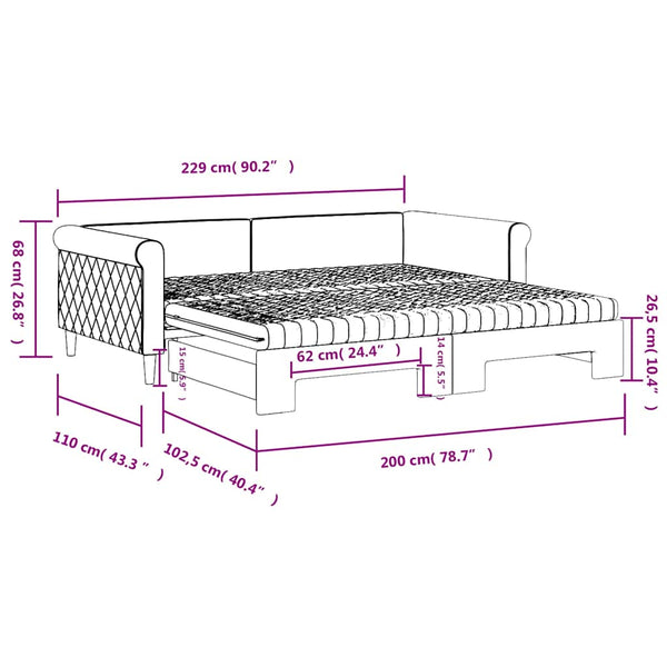 Gelbes Ausziehbares Tagesbett mit Matratzen 100x200 cm