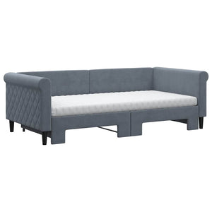 Ausziehbares Tagesbett mit Matratzen Dunkelgrau 90x190 cm