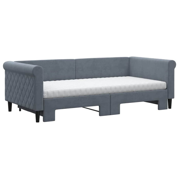 Ausziehbares Tagesbett mit Matratzen Dunkelgrau 90x190 cm