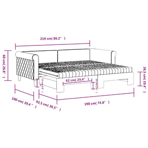 Ausziehbares Tagesbett mit Matratzen Dunkelgrau 90x190 cm