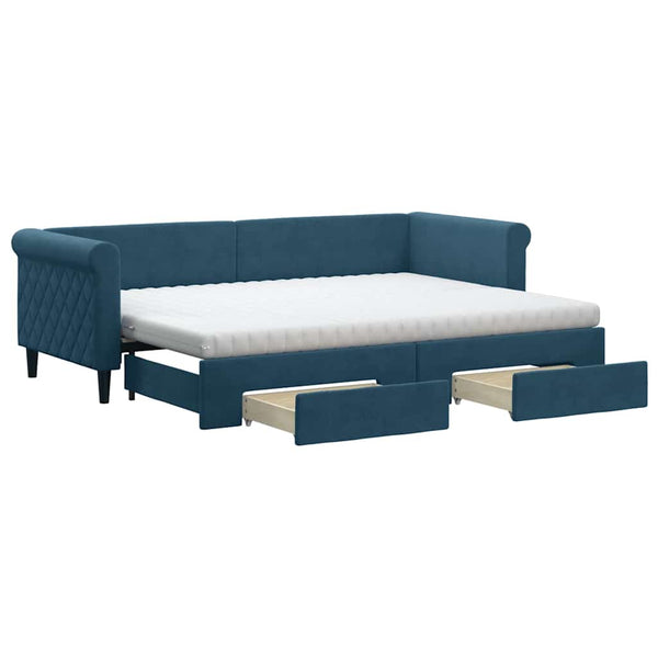 Ausziehbares Tagesbett Blau 80x200 cm Samt