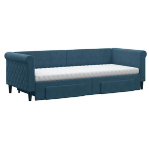 Ausziehbares Tagesbett Blau 80x200 cm Samt