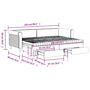 Ausziehbares Tagesbett Blau 80x200 cm Samt