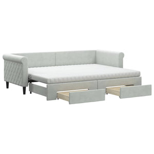 Ausziehbares Tagesbett Hellgrau 80x200 cm Samt