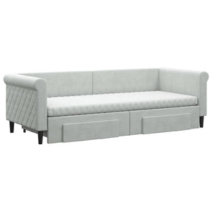 Ausziehbares Tagesbett Hellgrau 80x200 cm Samt