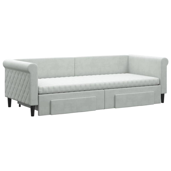 Ausziehbares Tagesbett Hellgrau 80x200 cm Samt
