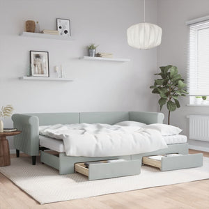 Ausziehbares Tagesbett Hellgrau 80x200 cm Samt