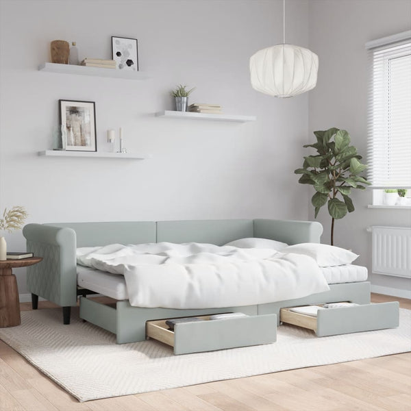 Ausziehbares Tagesbett Hellgrau 80x200 cm Samt