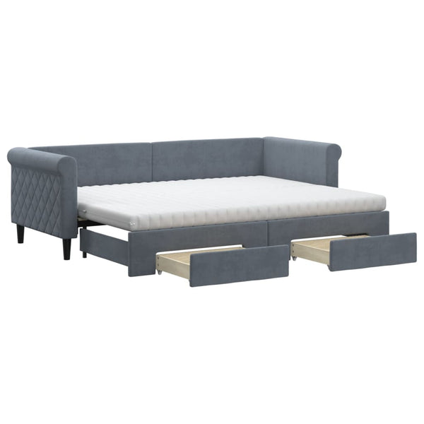 Ausziehbares Tagesbett mit Schubladen Dunkelgrau 80x200 cm