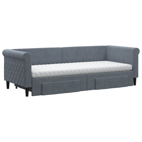 Ausziehbares Tagesbett mit Schubladen Dunkelgrau 80x200 cm