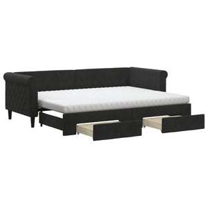Ausziehbares Tagesbett Schwarz Samt 80x200 cm