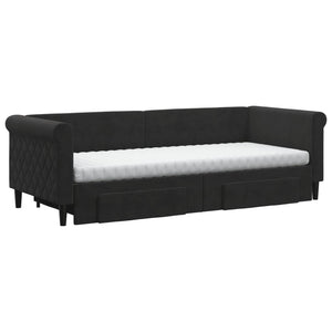 Ausziehbares Tagesbett Schwarz Samt 80x200 cm