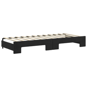 Ausziehbares Tagesbett Schwarz Samt 80x200 cm