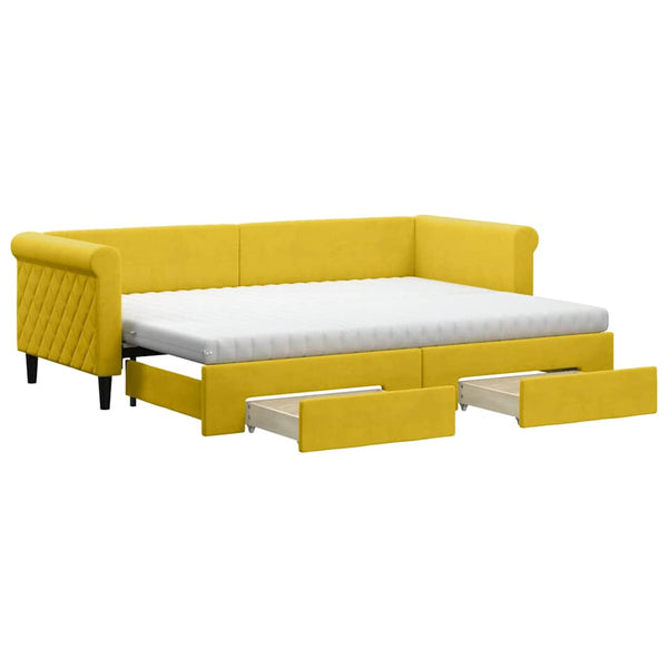 Ausziehbares Tagesbett Gelb 80x200 cm Samt