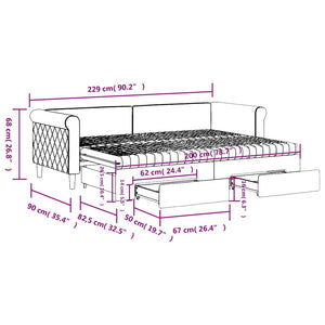 Ausziehbares Tagesbett Gelb 80x200 cm Samt