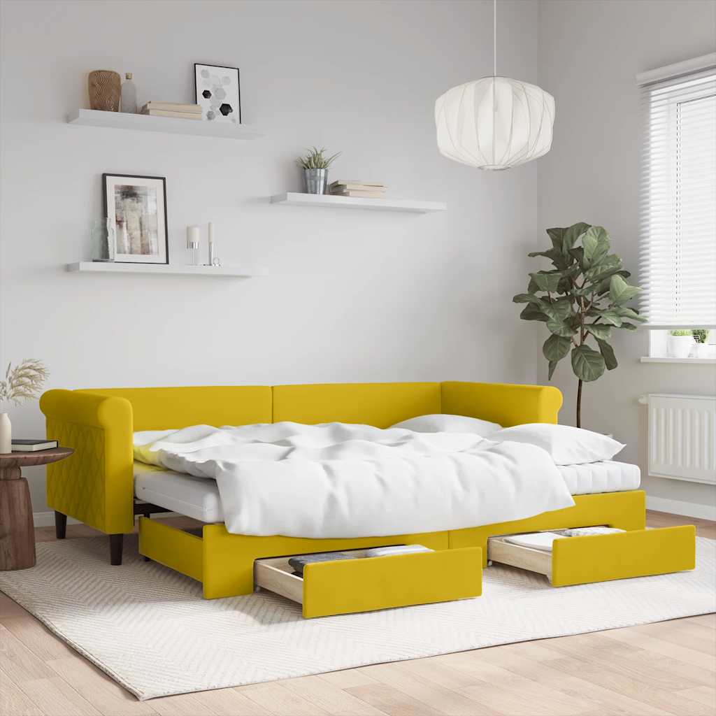 Ausziehbares Tagesbett Gelb 80x200 cm Samt