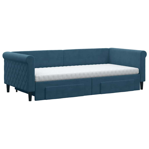 Ausziehbares Tagesbett Blau Samt 90x200 cm