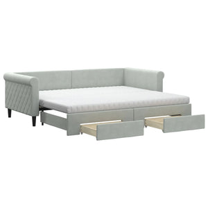 Ausziehbares Tagesbett Hellgrau Samt 90x200 cm