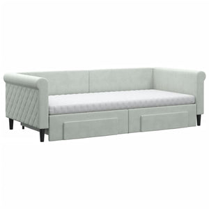Ausziehbares Tagesbett Hellgrau Samt 90x200 cm