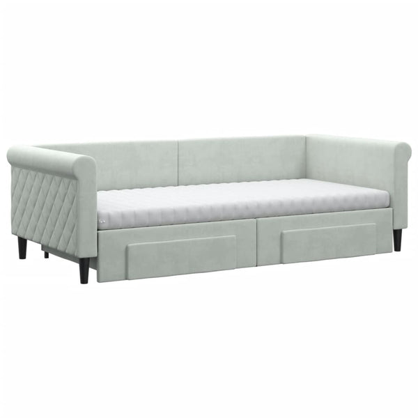 Ausziehbares Tagesbett Hellgrau Samt 90x200 cm