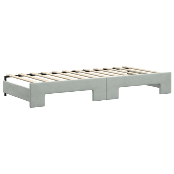 Ausziehbares Tagesbett Hellgrau Samt 90x200 cm