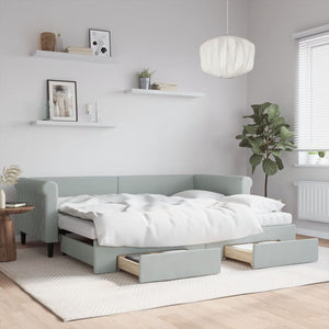 Ausziehbares Tagesbett Hellgrau Samt 90x200 cm