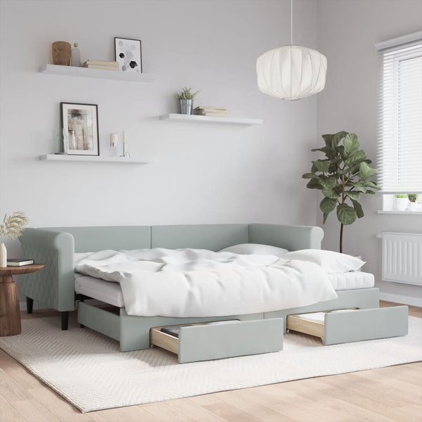 Ausziehbares Tagesbett Hellgrau Samt 90x200 cm