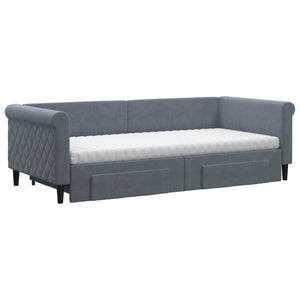 Ausziehbares Tagesbett mit Schubladen Dunkelgrau 90x200 cm