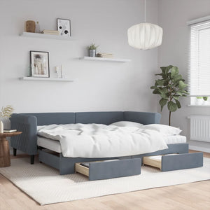 Ausziehbares Tagesbett mit Schubladen Dunkelgrau 90x200 cm