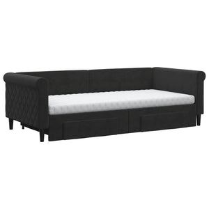 Ausziehbares Tagesbett Schwarz Samt 90x200 cm