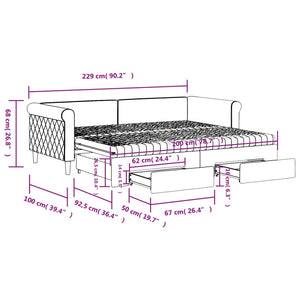 Ausziehbares Tagesbett Schwarz Samt 90x200 cm