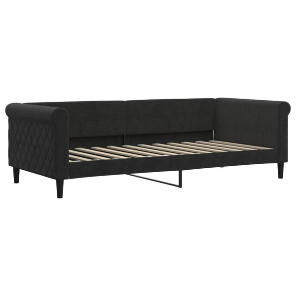 Ausziehbares Tagesbett Schwarz Samt 90x200 cm