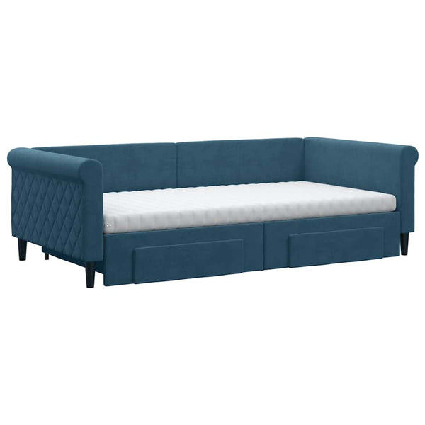 Ausziehbares Tagesbett Blau Samt 100x200 cm