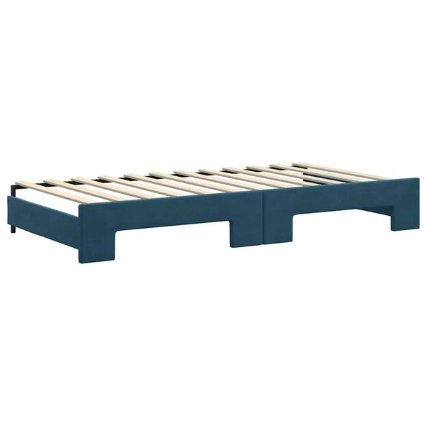 Ausziehbares Tagesbett Blau Samt 100x200 cm