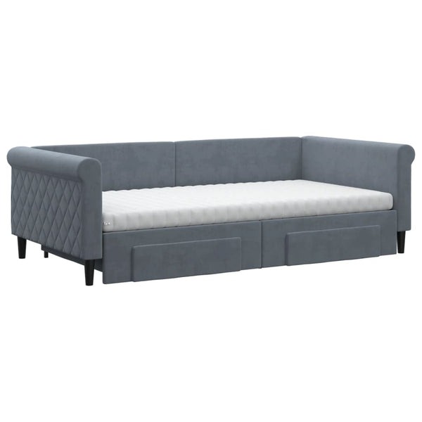Ausziehbares Tagesbett mit Schubladen Dunkelgrau Samt