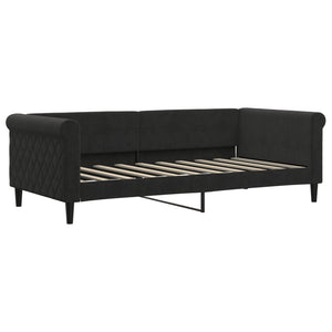 Ausziehbares Tagesbett mit Schubladen Schwarz 90x190 cm Samt