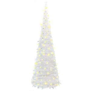 vidaXL Sapin de Noël Pop-up Artificiel 200 LED Blanc 210 cm
