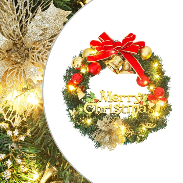 vidaXL Couronne de Noël avec 15 LED Vert 30 cm