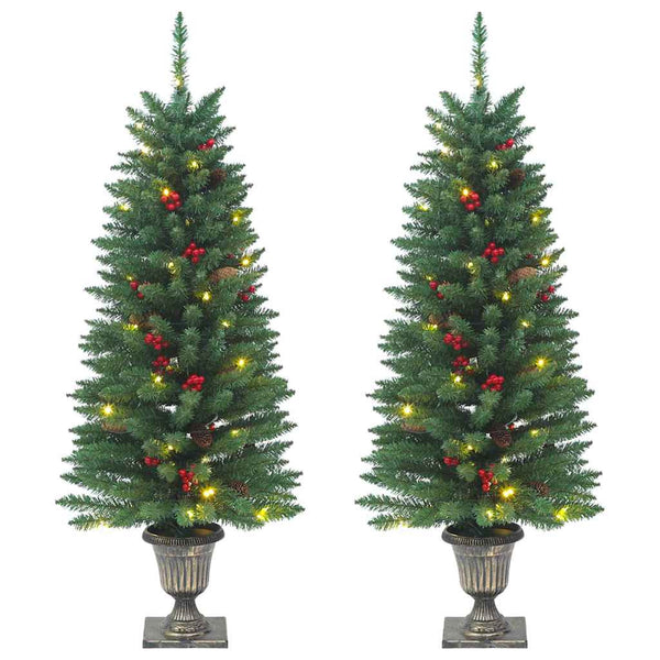 Künstliche Weihnachtsbäume mit LEDs, 2er-Set