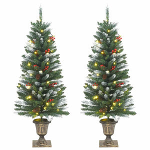 2er-Set LED-Weihnachtsbäume, Grün/Weiß, 120 cm