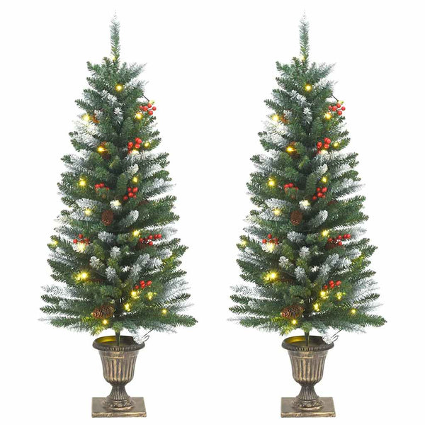2er-Set LED-Weihnachtsbäume, Grün/Weiß, 120 cm