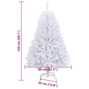 vidaXL Sapin de Noël artificiel pliable avec support blanc 150 cm