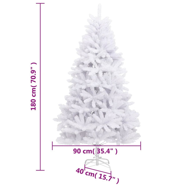 vidaXL Sapin de Noël Artificiel Pliable avec Support Blanc 180 cm