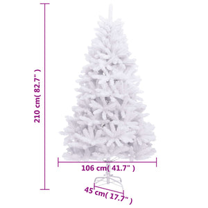 vidaXL Sapin de Noël artificiel pliable avec support blanc 210 cm