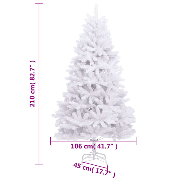 vidaXL Sapin de Noël artificiel pliable avec support blanc 210 cm