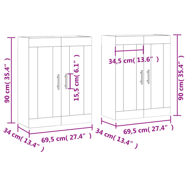 Wandschränke Schwarz Holzwerkstoff, 2er-Set